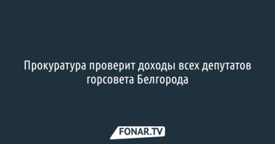 Прокуратура проверит доходы всех депутатов горсовета Белгорода