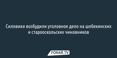 Силовики возбудили уголовное дело на шебекинских и старооскольских чиновников