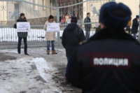 Пикет в поддержку блогера Сергея Лежнева и студентов БГТУ, фото Владимира Корнева