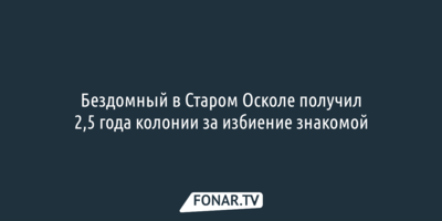 Бездомный в Старом Осколе получил 2,5 года колонии за избиение приютившей его женщины