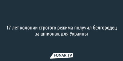 17 лет колонии строгого режима получил белгородец за шпионаж для Украины