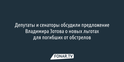 Депутаты и сенаторы обсудили предложение Владимира Зотова о новых льготах для погибших от обстрелов