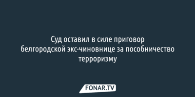 Суд оставил в силе приговор белгородской экс-чиновнице за пособничество терроризму
