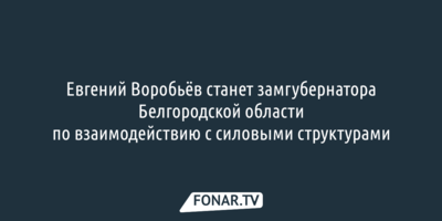 ​Евгений Воробьёв станет замгубернатора Белгородской области по взаимодействию с силовыми структурами