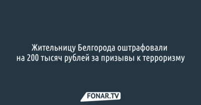 Жительницу Белгорода оштрафовали на 200 тысяч рублей за призывы к терроризму