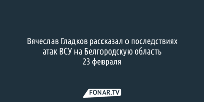 Вячеслав Гладков рассказал о последствиях атак ВСУ на Белгородскую область 23 февраля
