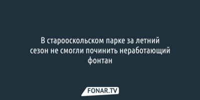 В старооскольском парке за лето не смогли починить неработающий фонтан