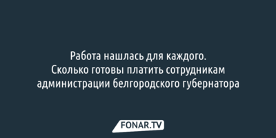 Работа нашлась для каждого. Сколько готовы платить сотрудникам администрации белгородского губернатора