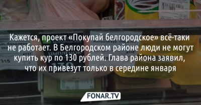 В Белгородском районе закончились куры по льготным ценам под брендом «Покупай белгородское»