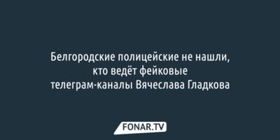 Белгородские полицейские не нашли, кто ведёт фейковые телеграм-каналы Вячеслава Гладкова
