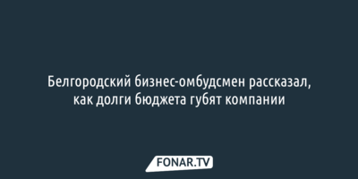 Белгородский бизнес-омбудсмен рассказал, как долги бюджета губят компании