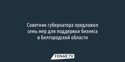 Советник губернатора предложил семь мер для поддержки бизнеса в Белгородской области