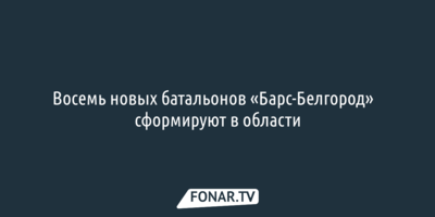 Восемь новых батальонов «Барс-Белгород»​ сформируют в области