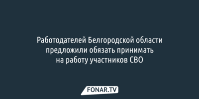 Крупных работодателей Белгородской области предложили обязать принимать на работу участников СВО