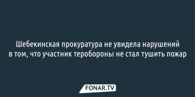 Шебекинская прокуратура не увидела нарушений в том, что участник терсамообороны не стал тушить пожар 