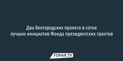 Два белгородских проекта в сотне лучших инициатив Фонда президентских грантов