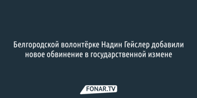 Белгородской волонтёрке Надин Гейслер добавили новое обвинение в государственной измене