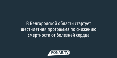 В Белгородской области стартует шестилетняя программа по снижению смертности от болезней сердца