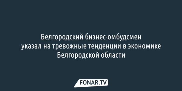 Экономика Белгородской области стала вызывать тревогу у бизнес-омбудсмена