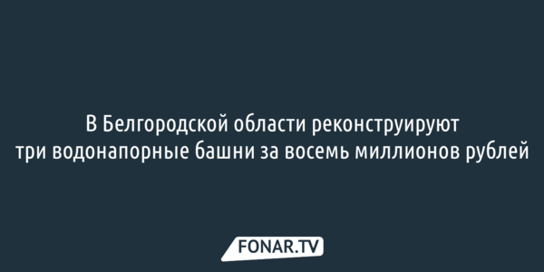 В Белгородской области реконструируют три водонапорные башни за 8 миллионов рублей