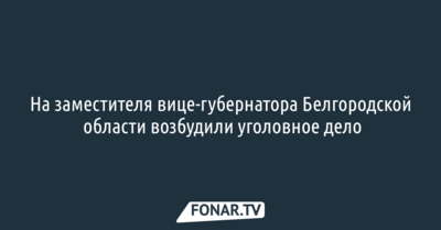 На заместителя вице-губернатора Белгородской области возбудили уголовное дело