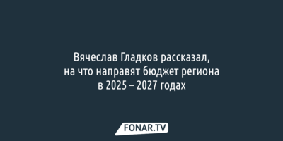 Вячеслав Гладков рассказал, на что направят бюджет региона в 2025-2027 годах