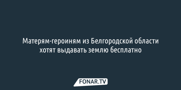 Матерям-героиням из Белгородской области хотят выдавать землю бесплатно