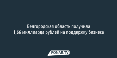 Белгородская область получила 1,66 миллиарда рублей на поддержку бизнеса