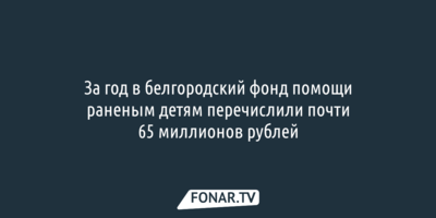 За год в белгородский фонд помощи раненым детям перечислили почти 65 миллионов рублей