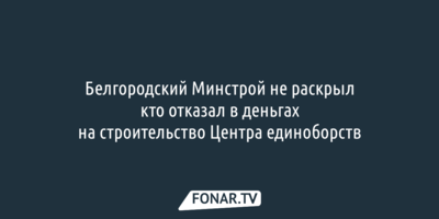 Белгородский Минстрой не раскрыл, кто отказал в деньгах на строительство Центра единоборств