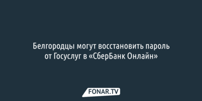 Белгородцы могут восстановить пароль от Госуслуг в «СберБанк Онлайн»