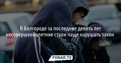 В Белгороде за последние девять лет подростки стали чаще нарушать закон 
