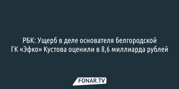 РБК: Ущерб в деле основателя белгородской ГК «Эфко» Кустова оценили в 8,6 миллиарда рублей