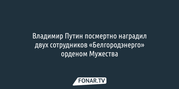 Владимир Путин посмертно наградил двух сотрудников «Белгородэнерго» орденом Мужества 