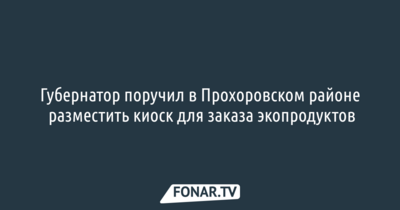 Губернатор поручил в Прохоровском районе разместить киоск для заказа экопродуктов
