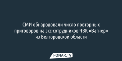 СМИ обнародовали число повторных приговоров на экс-сотрудников ЧВК «Вагнер» из Белгородской области