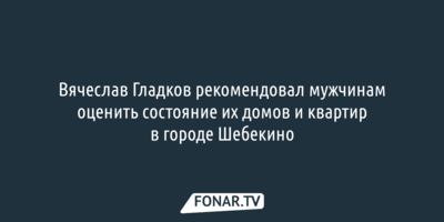 Вячеслав Гладков рекомендовал мужчинам оценить состояние их домов и квартир в городе Шебекино