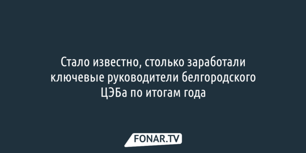 Стало известно, столько заработали ключевые руководители белгородского ЦЭБа по итогам года