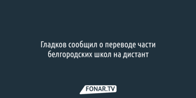 Гладков сообщил о переводе части белгородских школ на дистант
