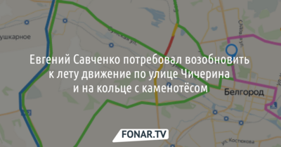 Евгений Савченко потребовал возобновить к лету движение по улице Чичерина и на кольце с каменотёсом