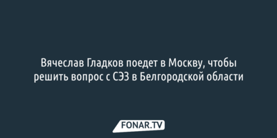 Вячеслав Гладков поедет в Москву, чтобы решить вопрос с СЭЗ в Белгородской области