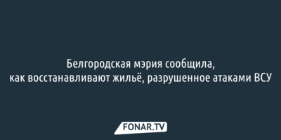 Белгородская мэрия сообщила, как восстанавливают жильё, разрушенное атаками ВСУ