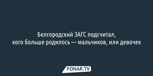 В 2026 году в Белгородской области мальчики рождаются чаще