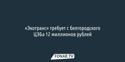 «Экотранс» требует с белгородского ЦЭБа 12 миллионов рублей