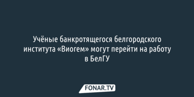 Сотрудникам банкротящегося белгородского института «Виогем» подыскали работу