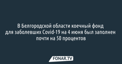 В Белгородской области коечный фонд для заболевших Covid-19 заполнен почти на 50 процентов
