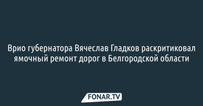 Вячеслав Гладков заявил, что ему было стыдно перед делегацией из Калуги из-за мусора на дорогах