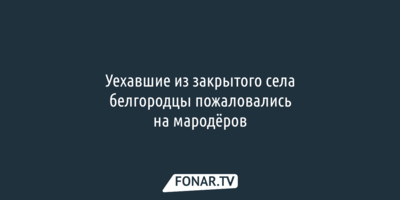 Уехавшие из закрытого села белгородцы пожаловались на мародёров