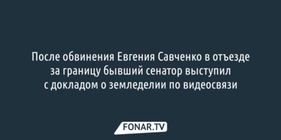 После обвинения Евгения Савченко в отъезде за границу бывший сенатор выступил с докладом о земледелии по видеосвязи