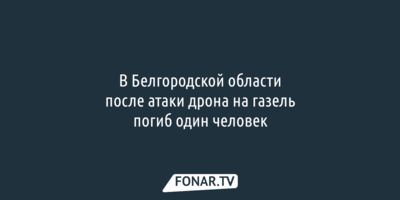 В Белгородской области после атаки дрона на газель погиб один человек